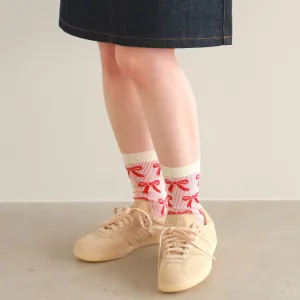 011132988 Ribbon Pattern Jacquard Crew Socks