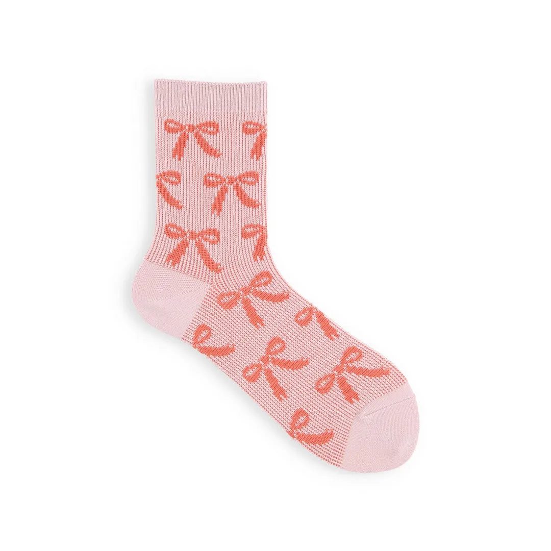 011132988 Ribbon Pattern Jacquard Crew Socks
