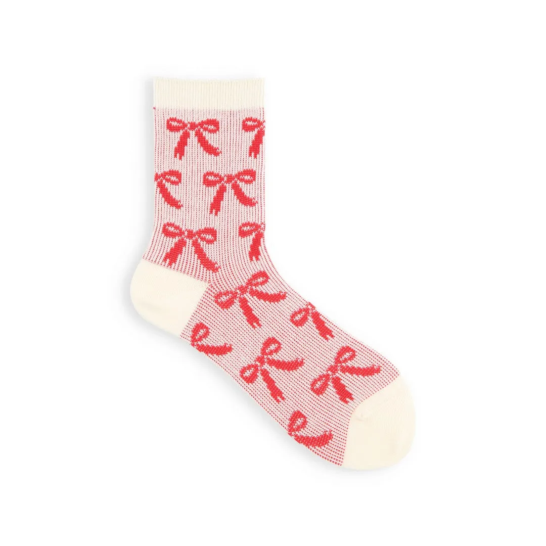 011132988 Ribbon Pattern Jacquard Crew Socks