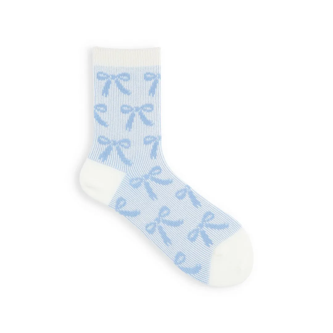 011132988 Ribbon Pattern Jacquard Crew Socks