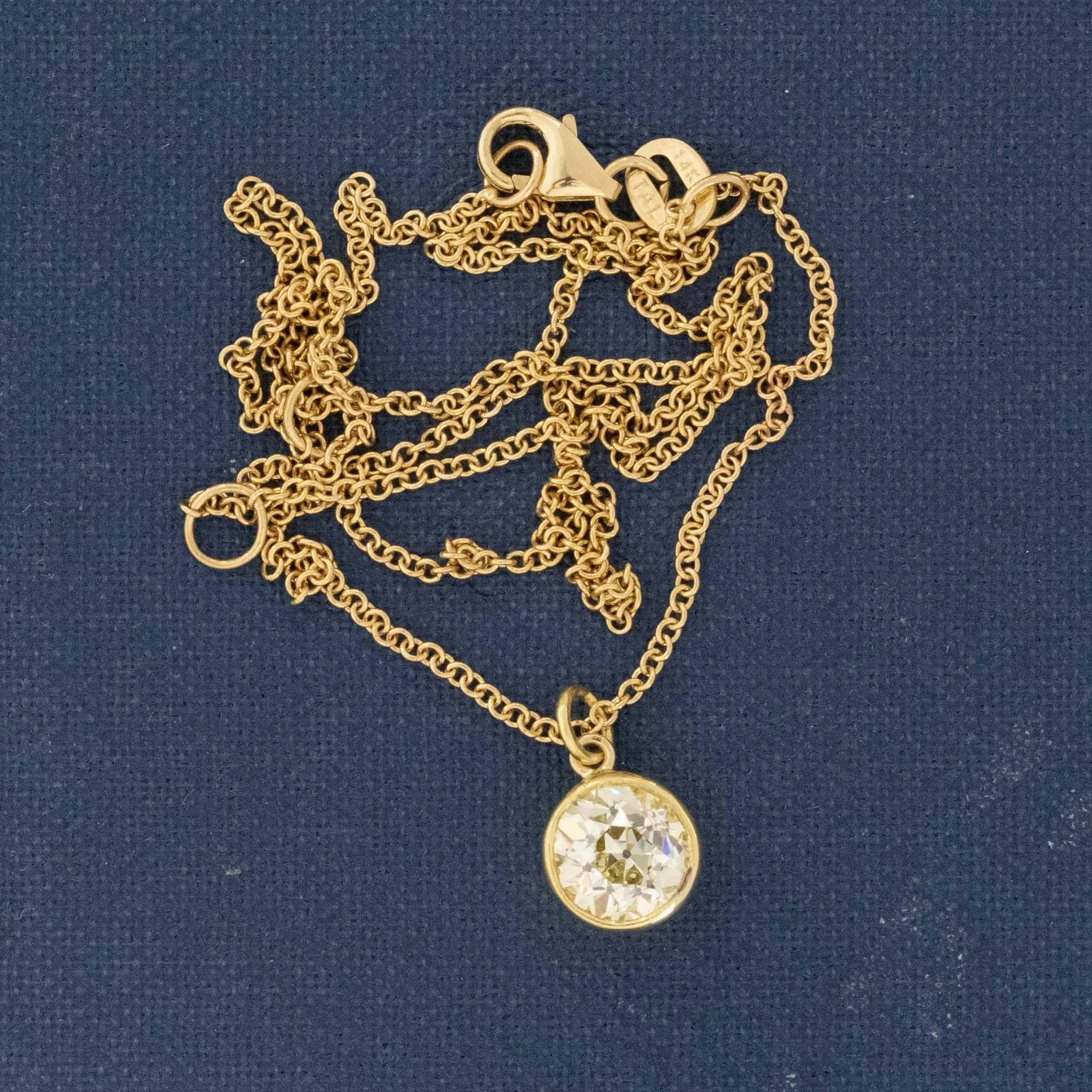 1.24ct Old European Cut Diamond Bezel Pendant