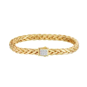 14K Gold & Diamond 6.5mm Woven Bracelet