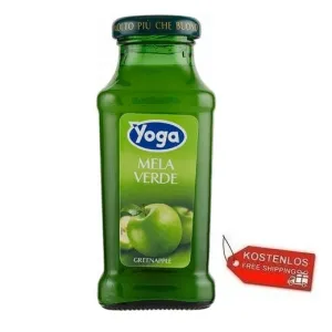 24x Yoga Bar Mela Verde Grüner Apfel-Fruchtsaft Glasflasche 200ml