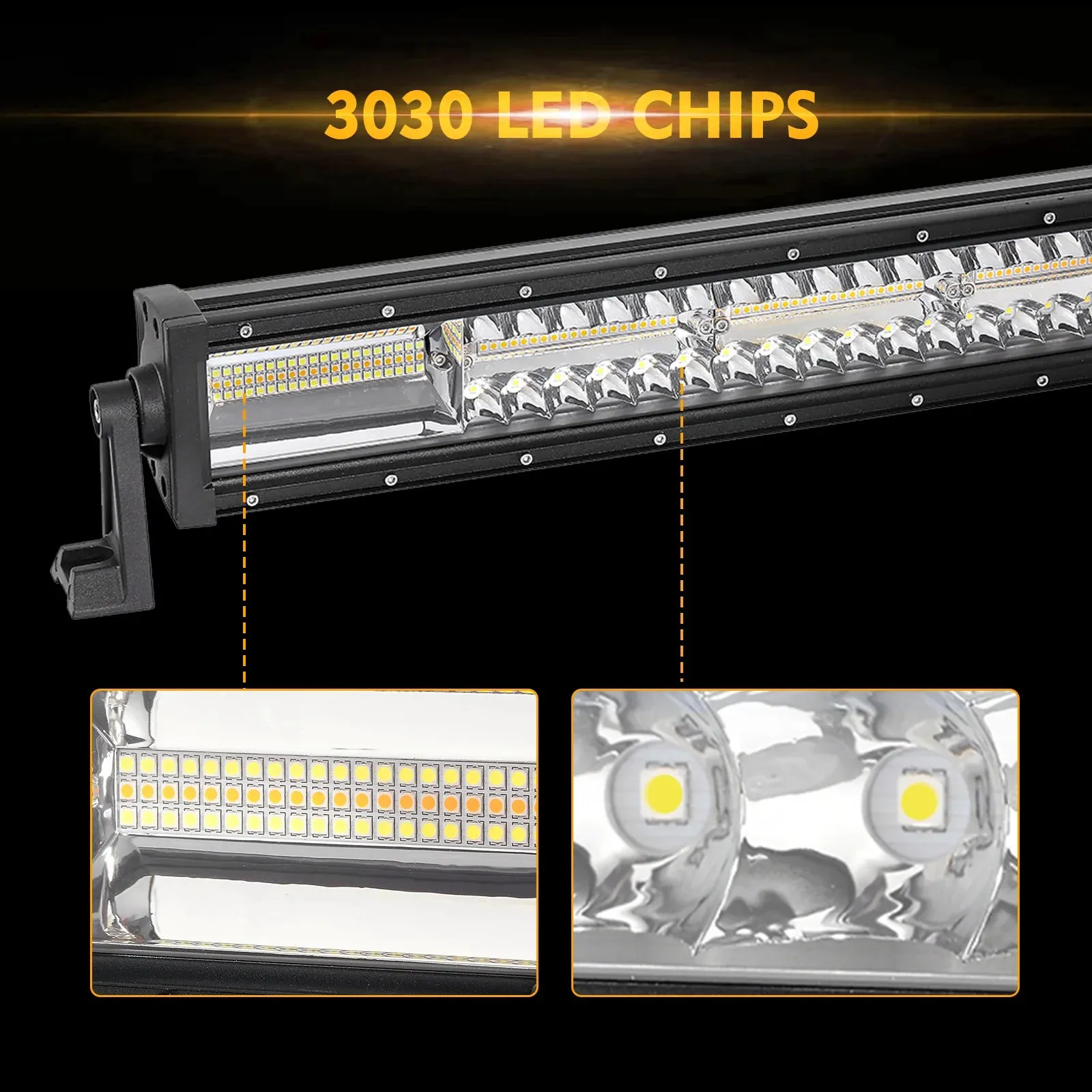 6 Modes Series Amber And White Led Light Barscurved