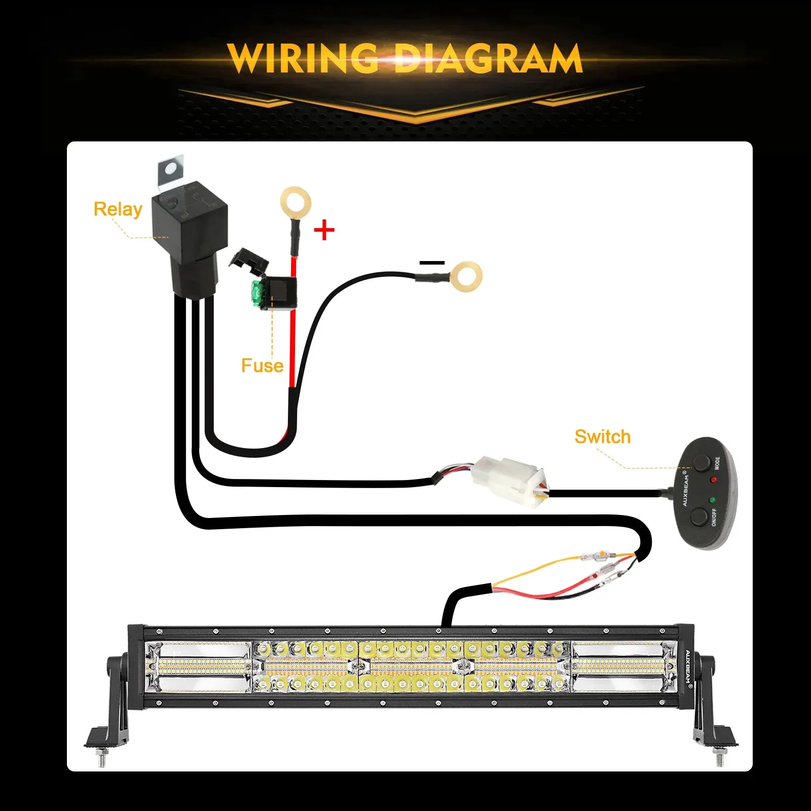 6 Modes Series Amber And White Led Light Barscurved