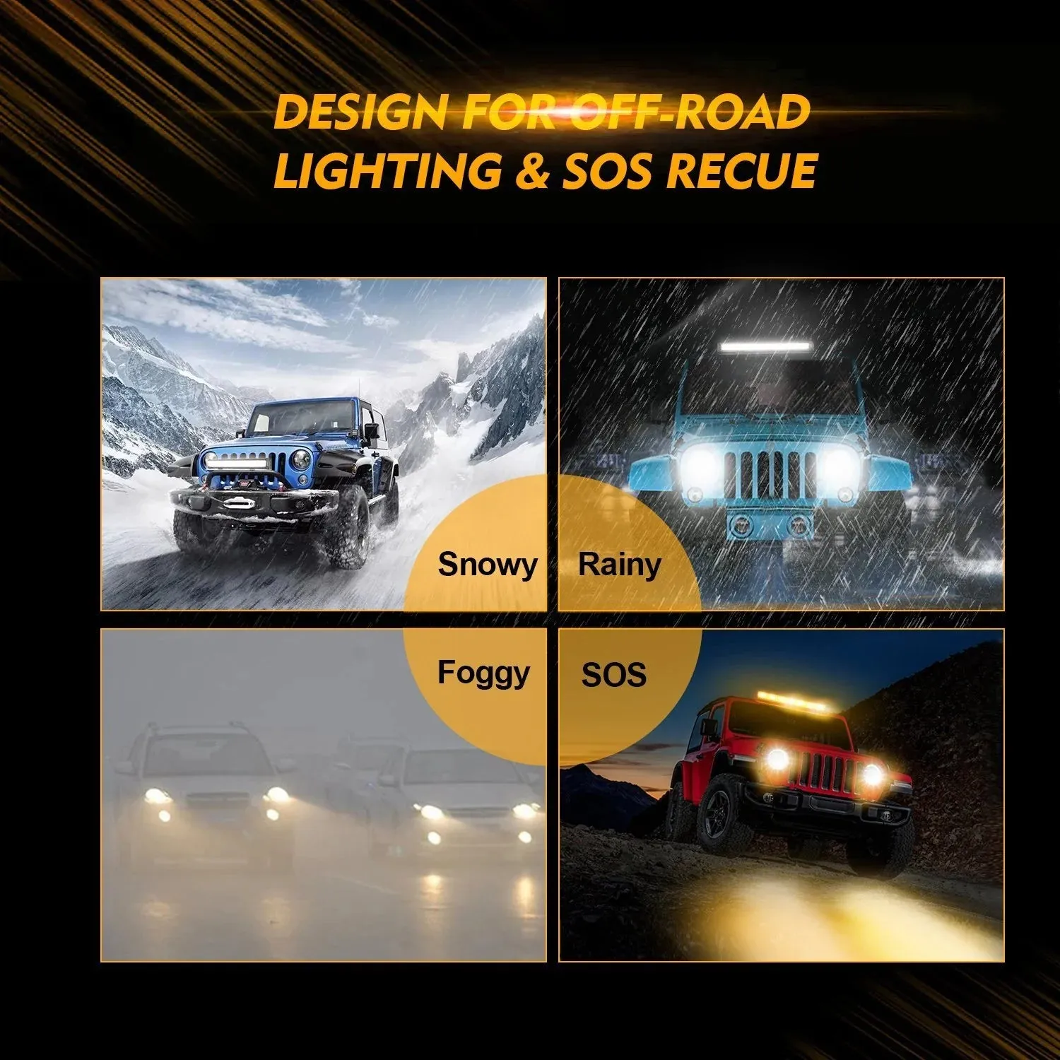 6 Modes Series Amber And White Led Light Barscurved