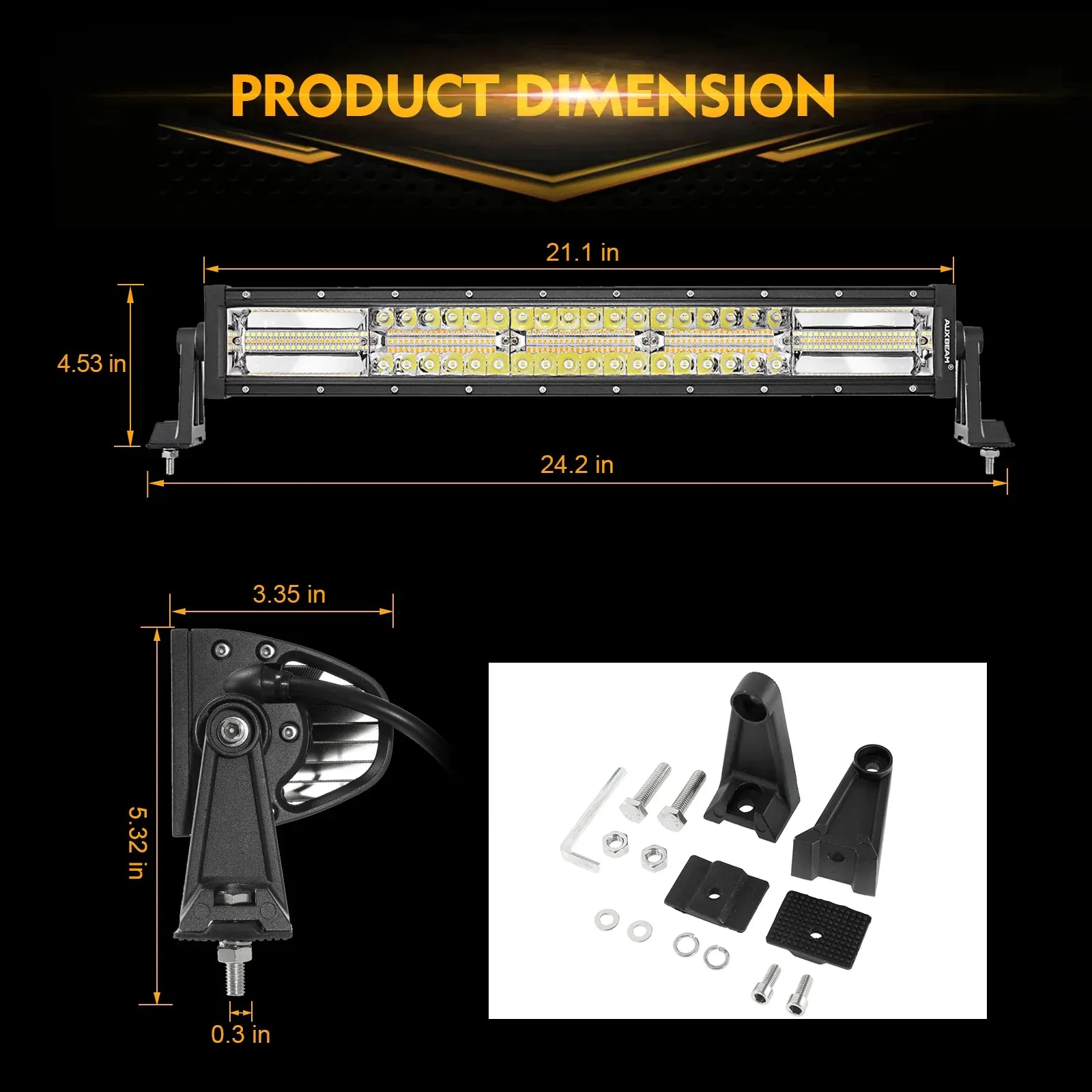 6 Modes Series Amber And White Led Light Barscurved