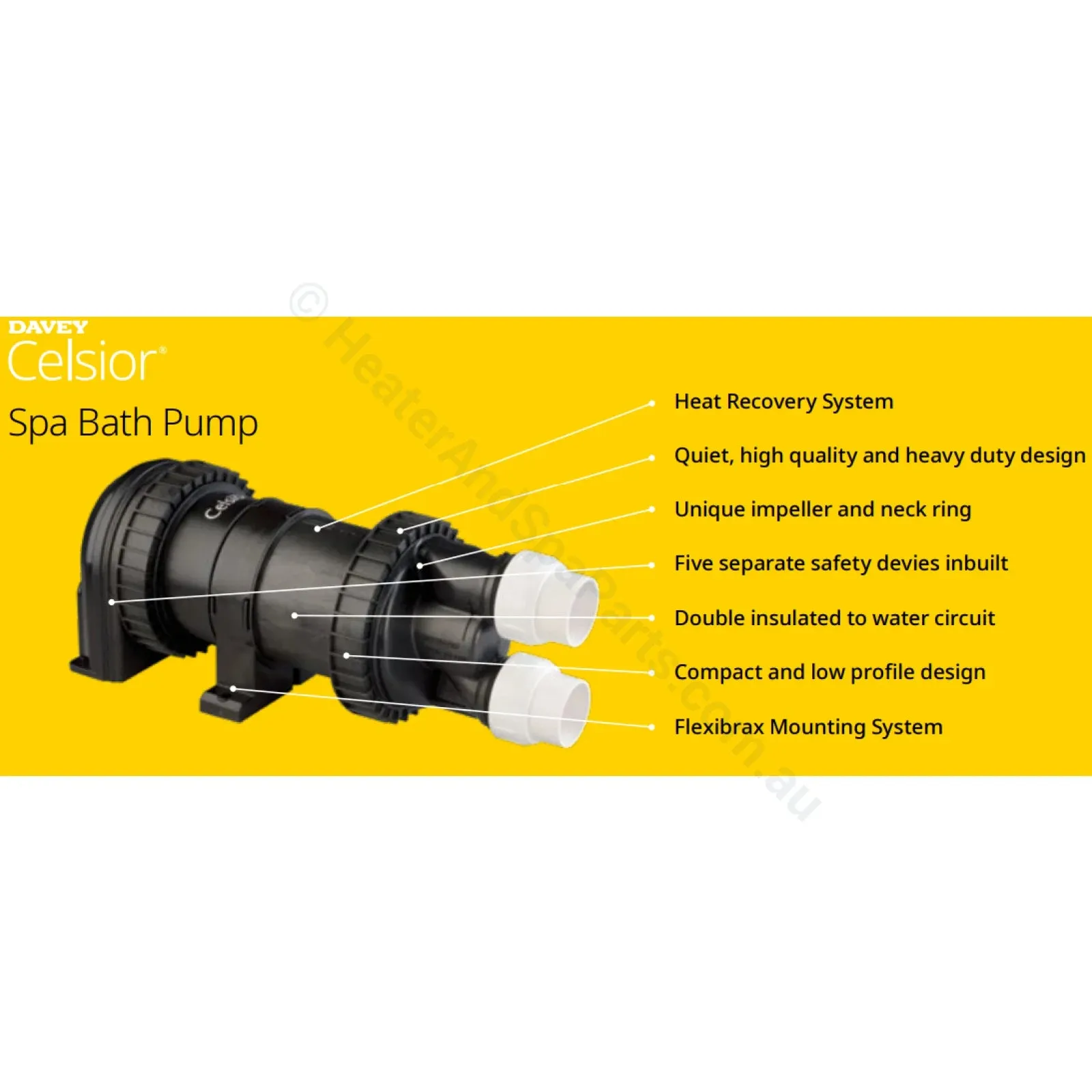 .93HP Davey Celsior Spa Bath Pumps - C200A - Air Switch - No Heater