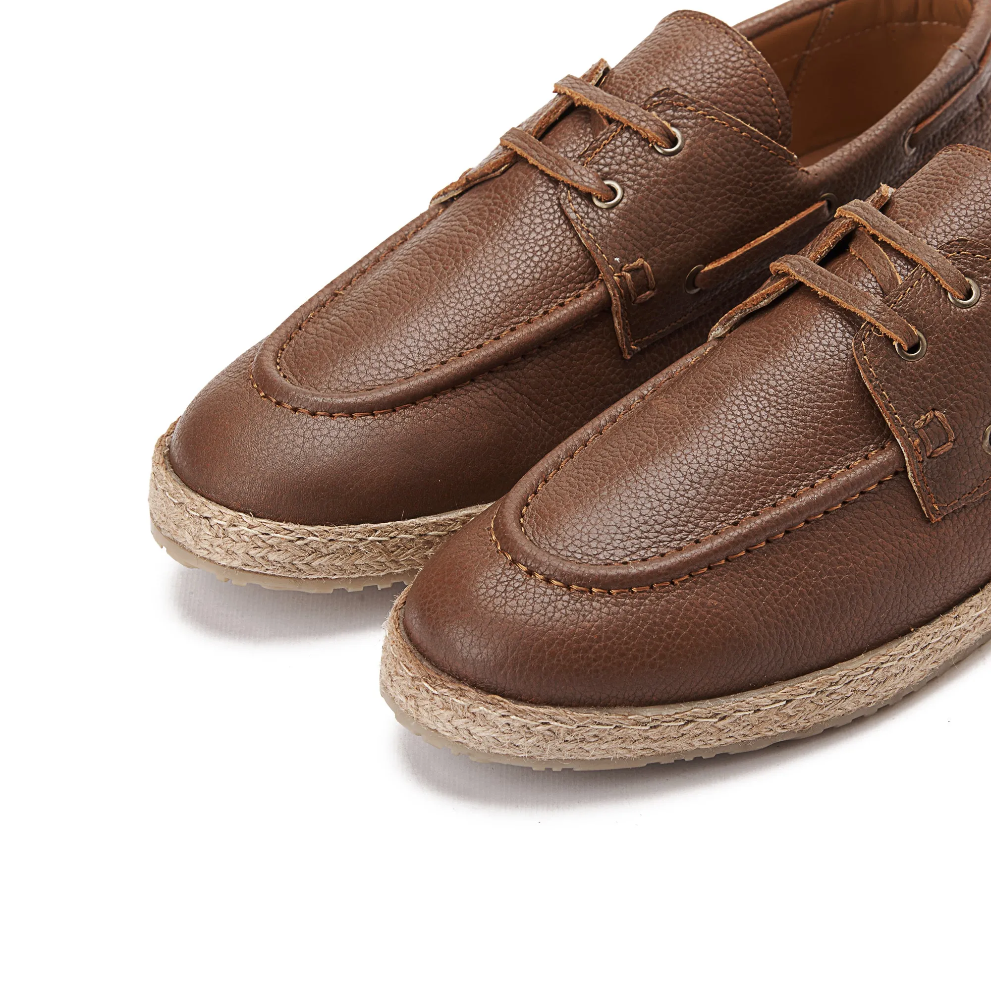 Achilles | Espadrille Boat  - Leather Havan