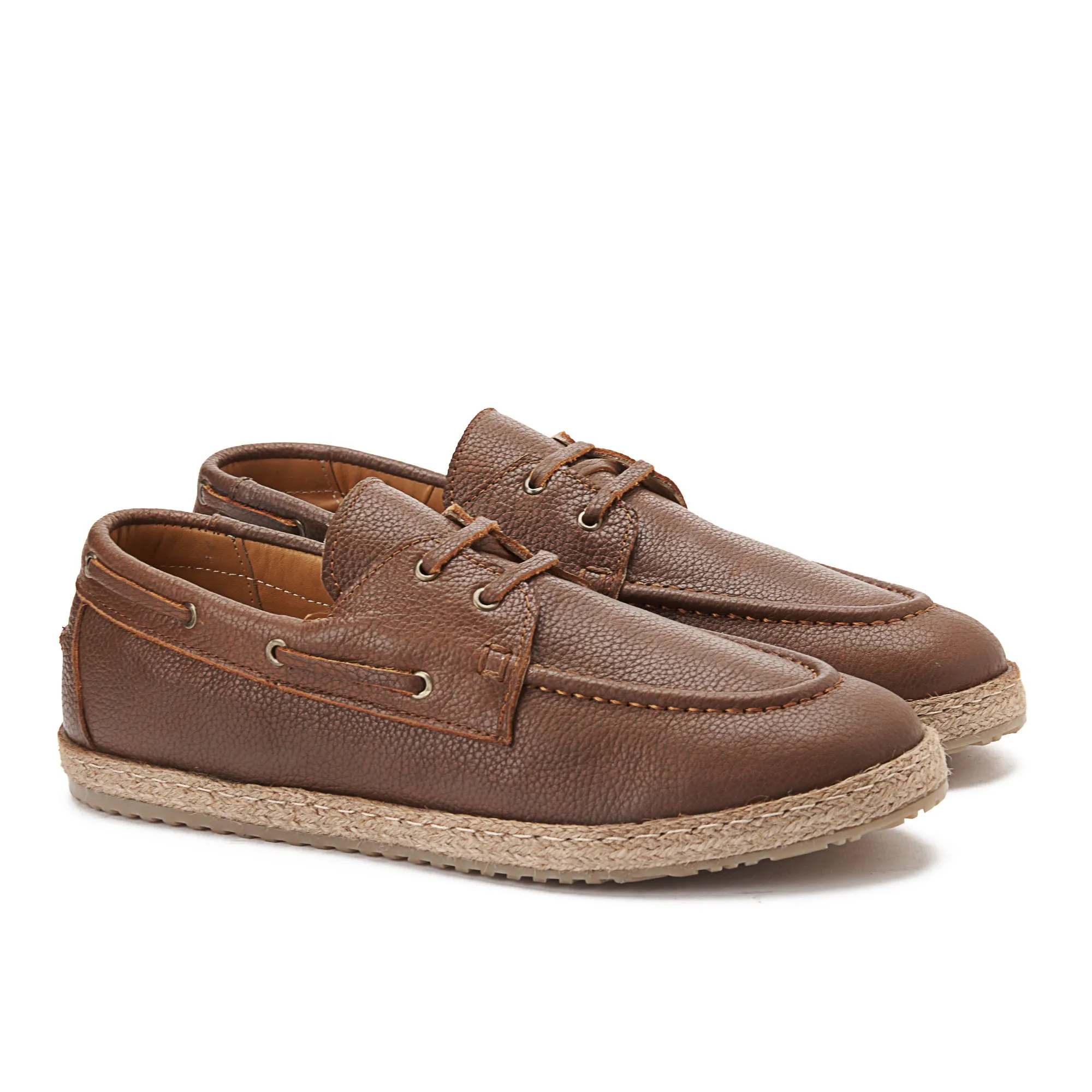 Achilles | Espadrille Boat  - Leather Havan