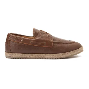 Achilles | Espadrille Boat  - Leather Havan