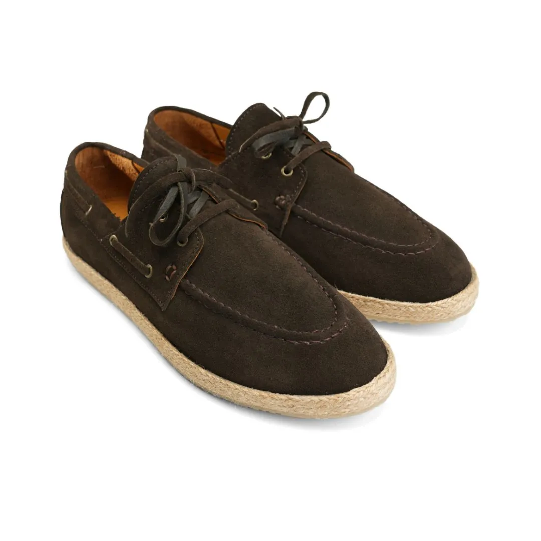 Achilles | Suede Espadrille Boat  - Brown
