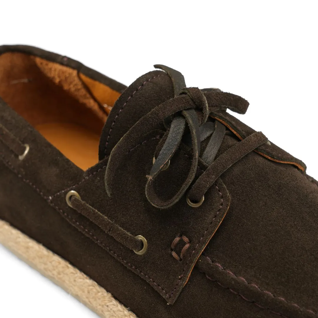 Achilles | Suede Espadrille Boat  - Brown