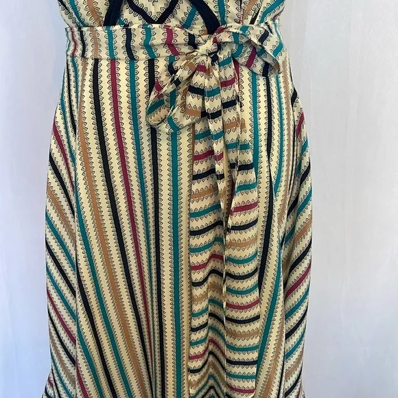 Anthropologie Girls From Savoy Nautical Striped Silk Dress Sz 4 Party Casual EUC