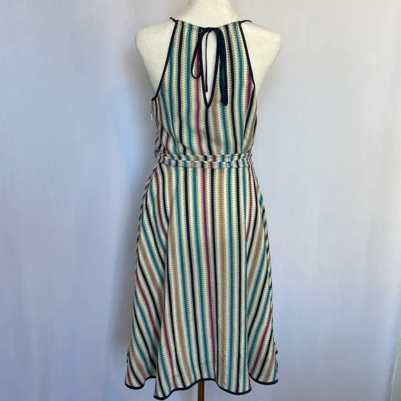 Anthropologie Girls From Savoy Nautical Striped Silk Dress Sz 4 Party Casual EUC
