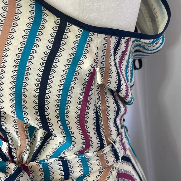 Anthropologie Girls From Savoy Nautical Striped Silk Dress Sz 4 Party Casual EUC