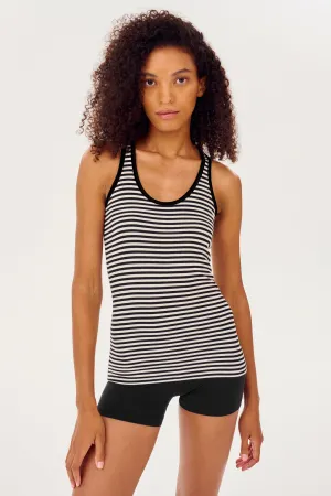 Ashby Rib Tank - White/Black Stripe