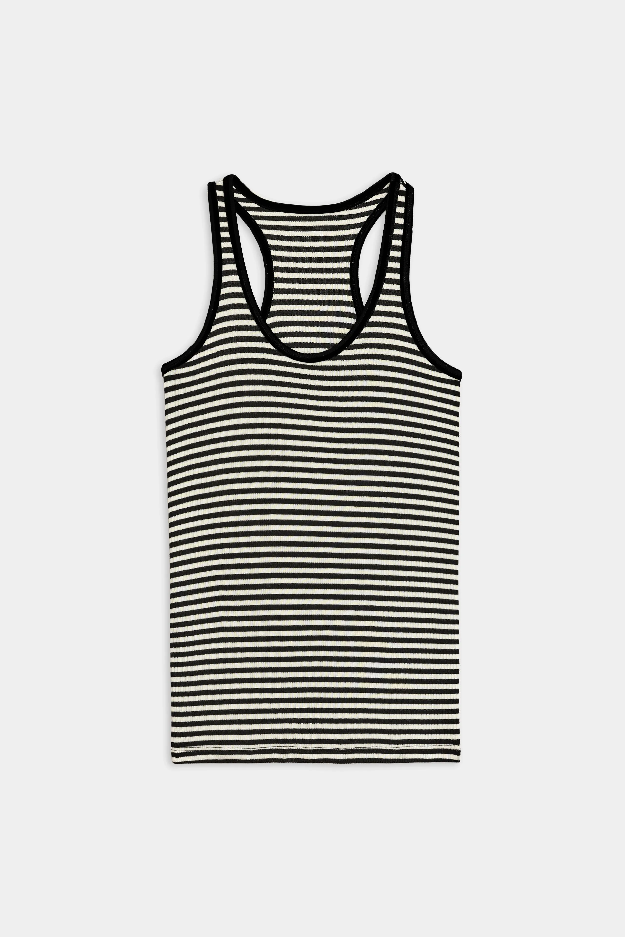 Ashby Rib Tank - White/Black Stripe
