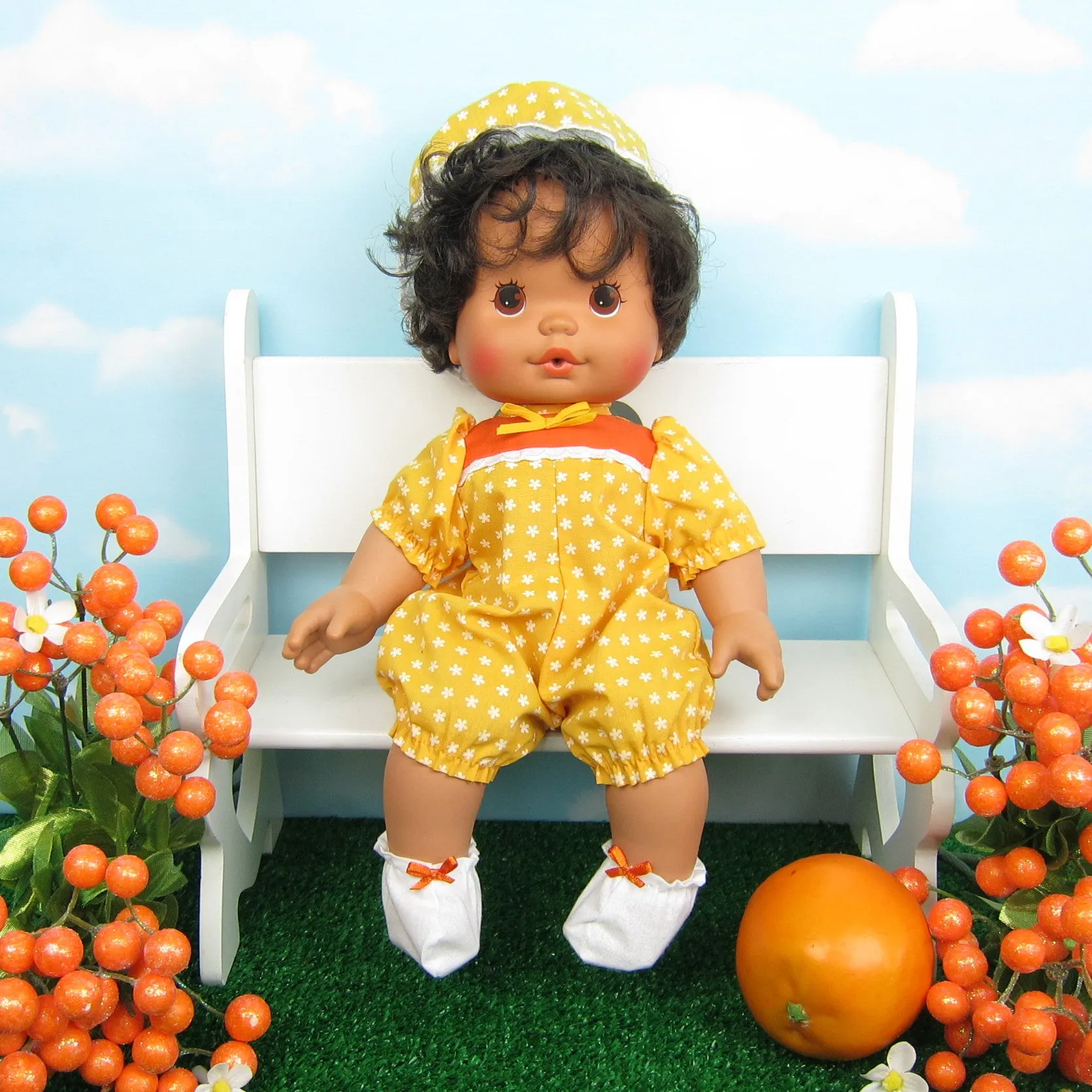 Baby Doll Booties - White with Orange Bow