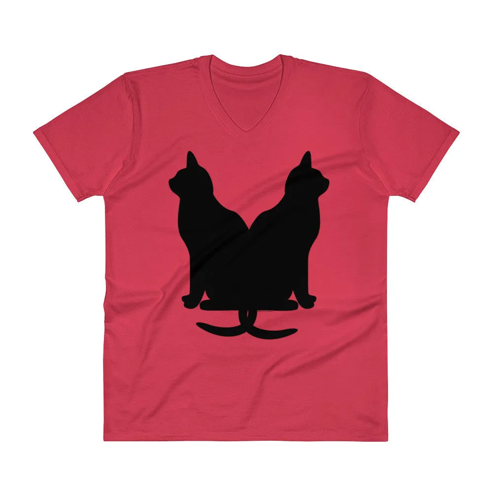 Black Cats Lucky Corset V-Neck T-Shirt