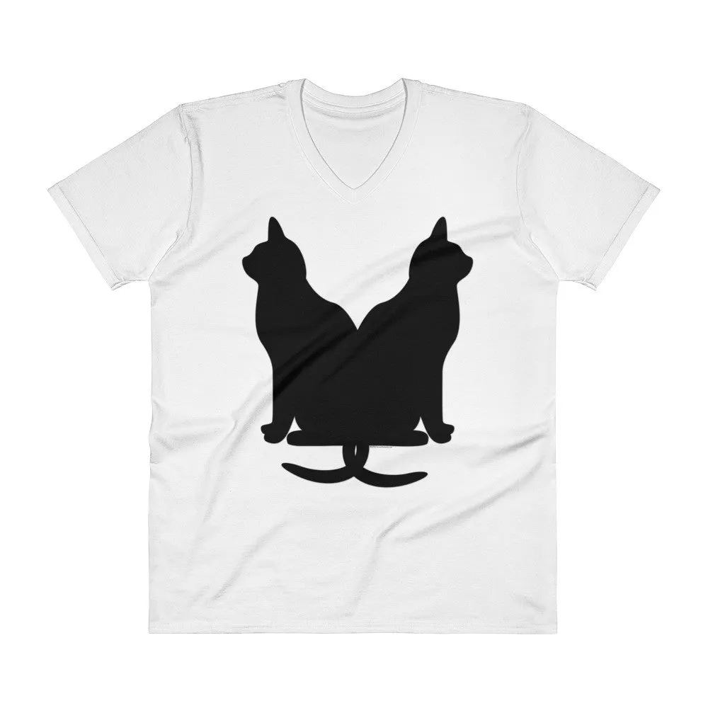 Black Cats Lucky Corset V-Neck T-Shirt