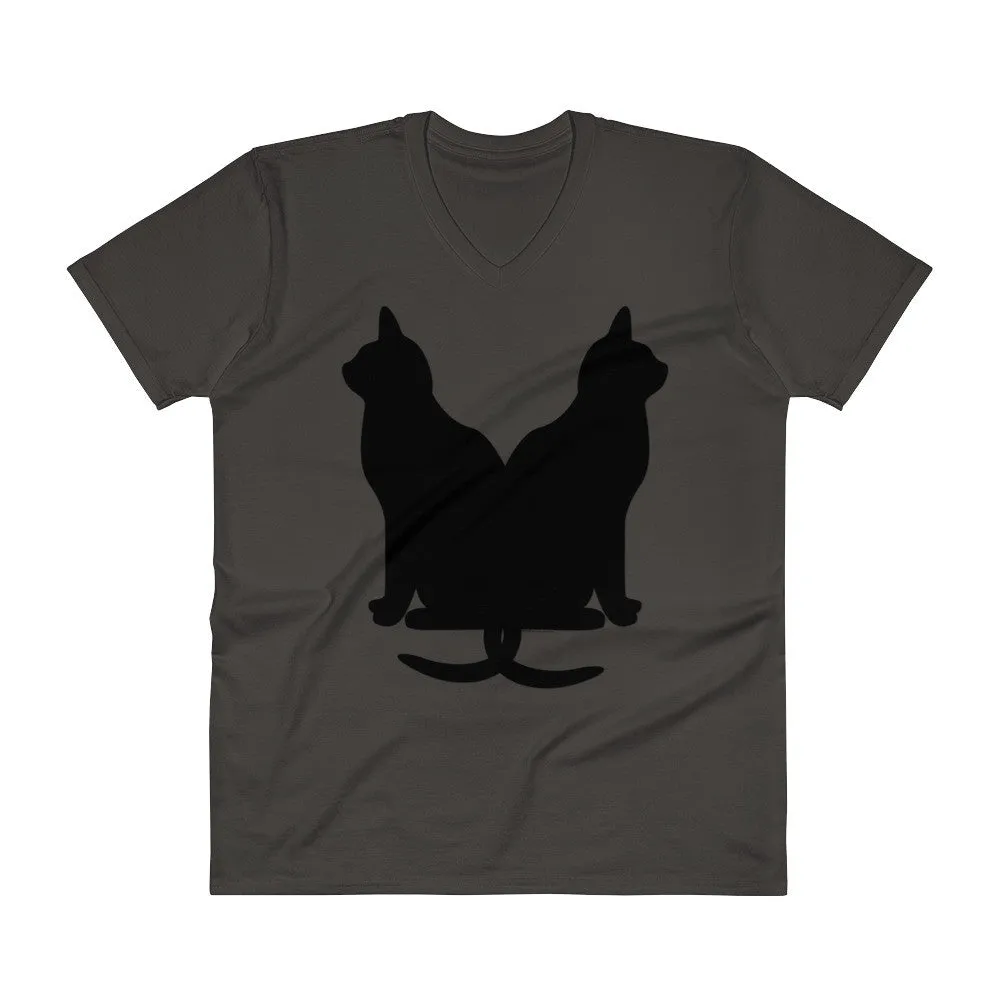 Black Cats Lucky Corset V-Neck T-Shirt