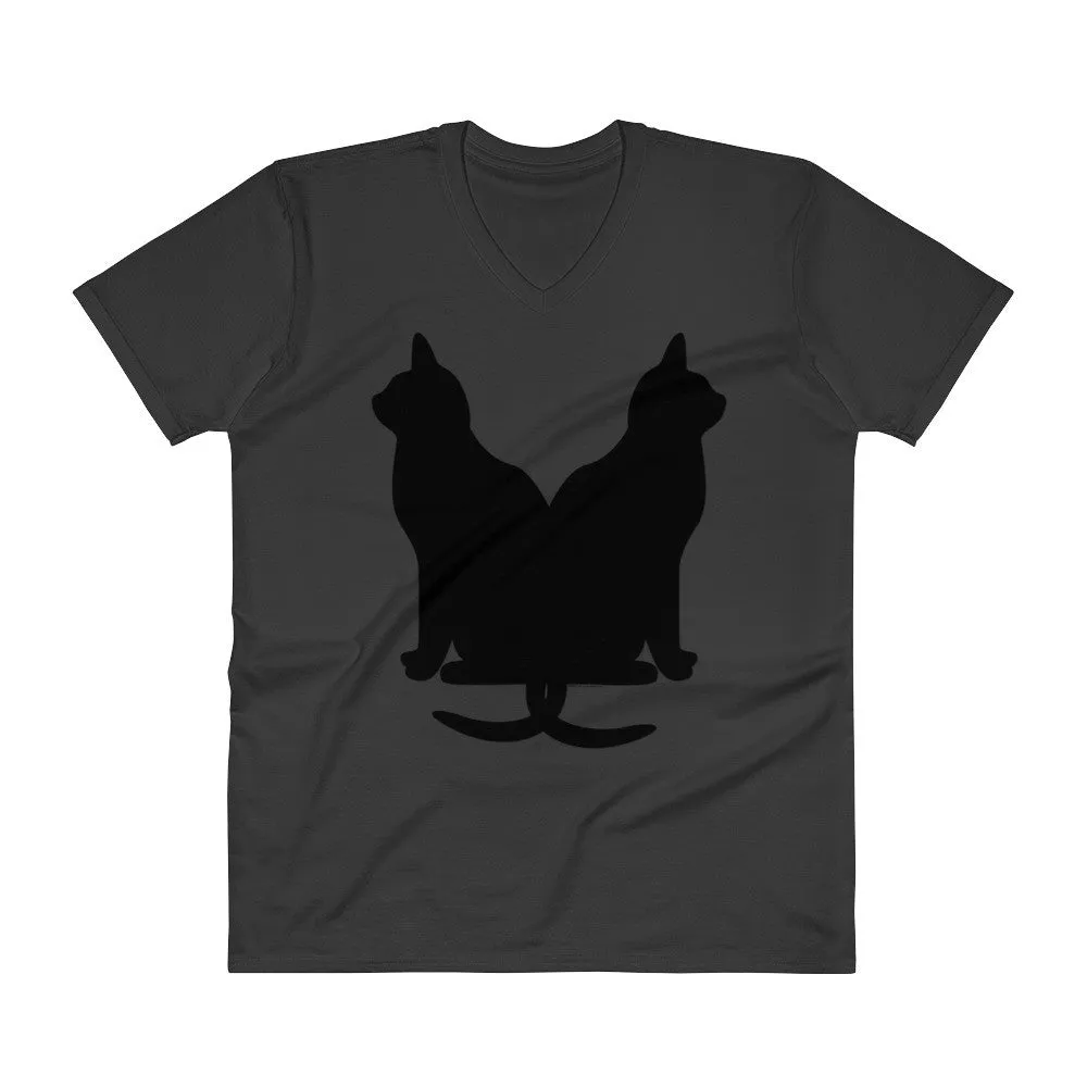 Black Cats Lucky Corset V-Neck T-Shirt