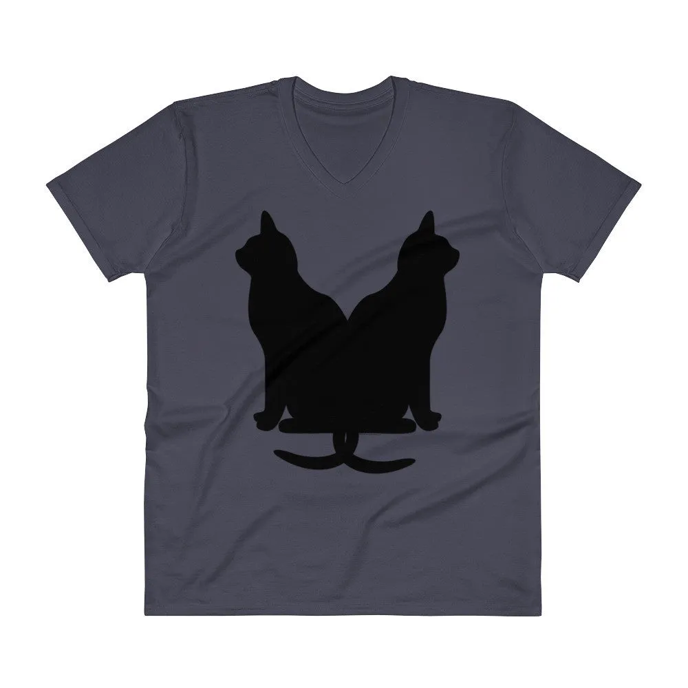 Black Cats Lucky Corset V-Neck T-Shirt