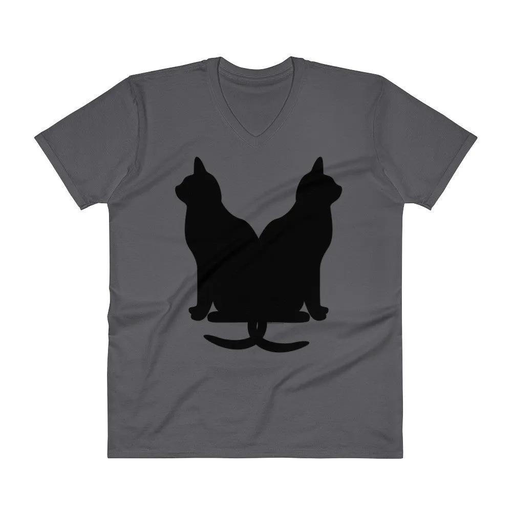Black Cats Lucky Corset V-Neck T-Shirt