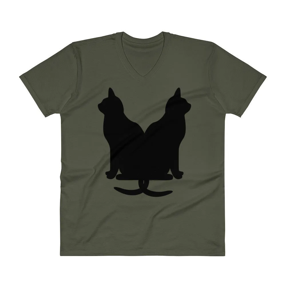 Black Cats Lucky Corset V-Neck T-Shirt
