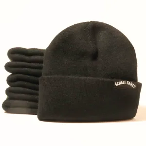 Black Woven Label Beanie