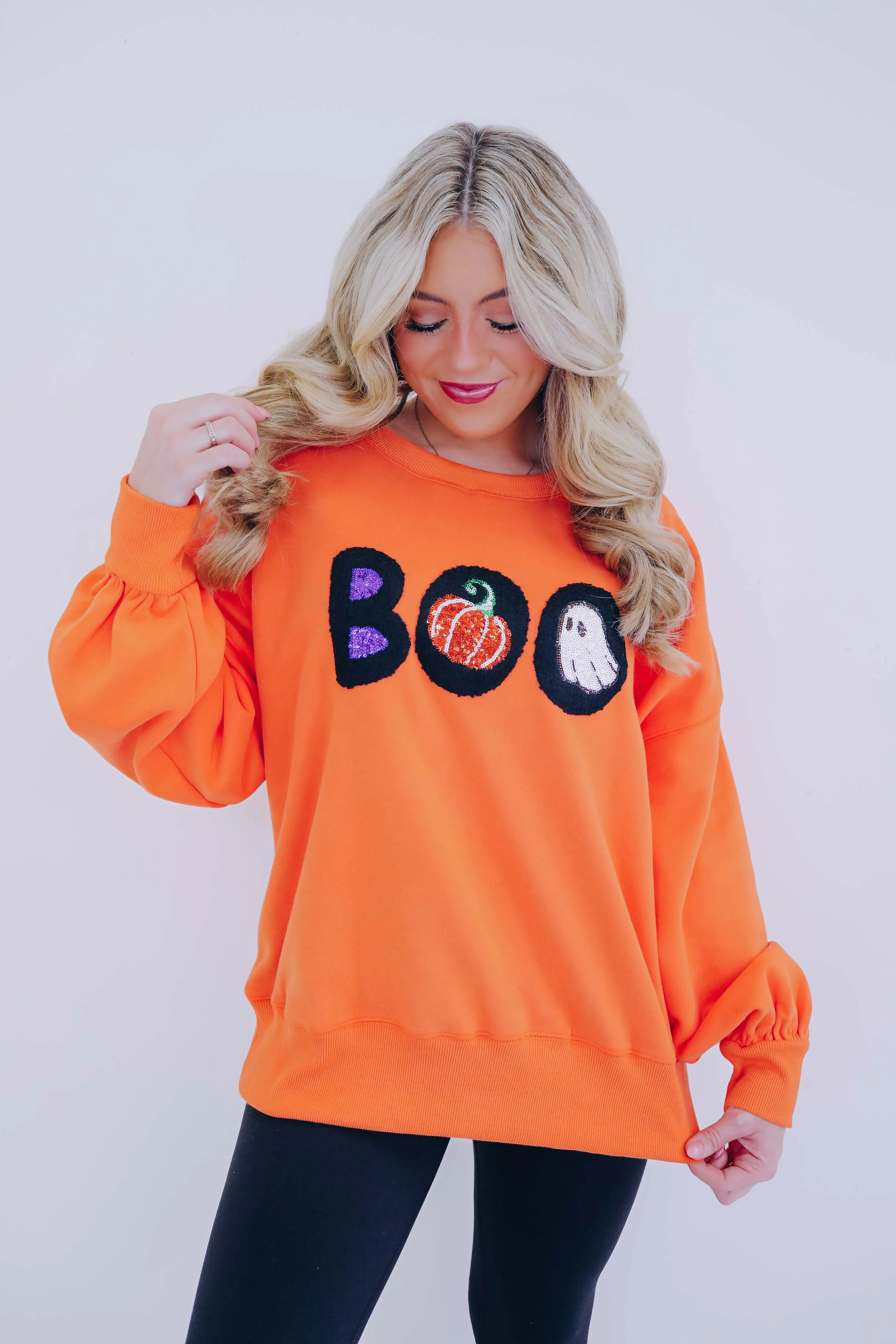 Boo Chenille Sequin Sweatshirt