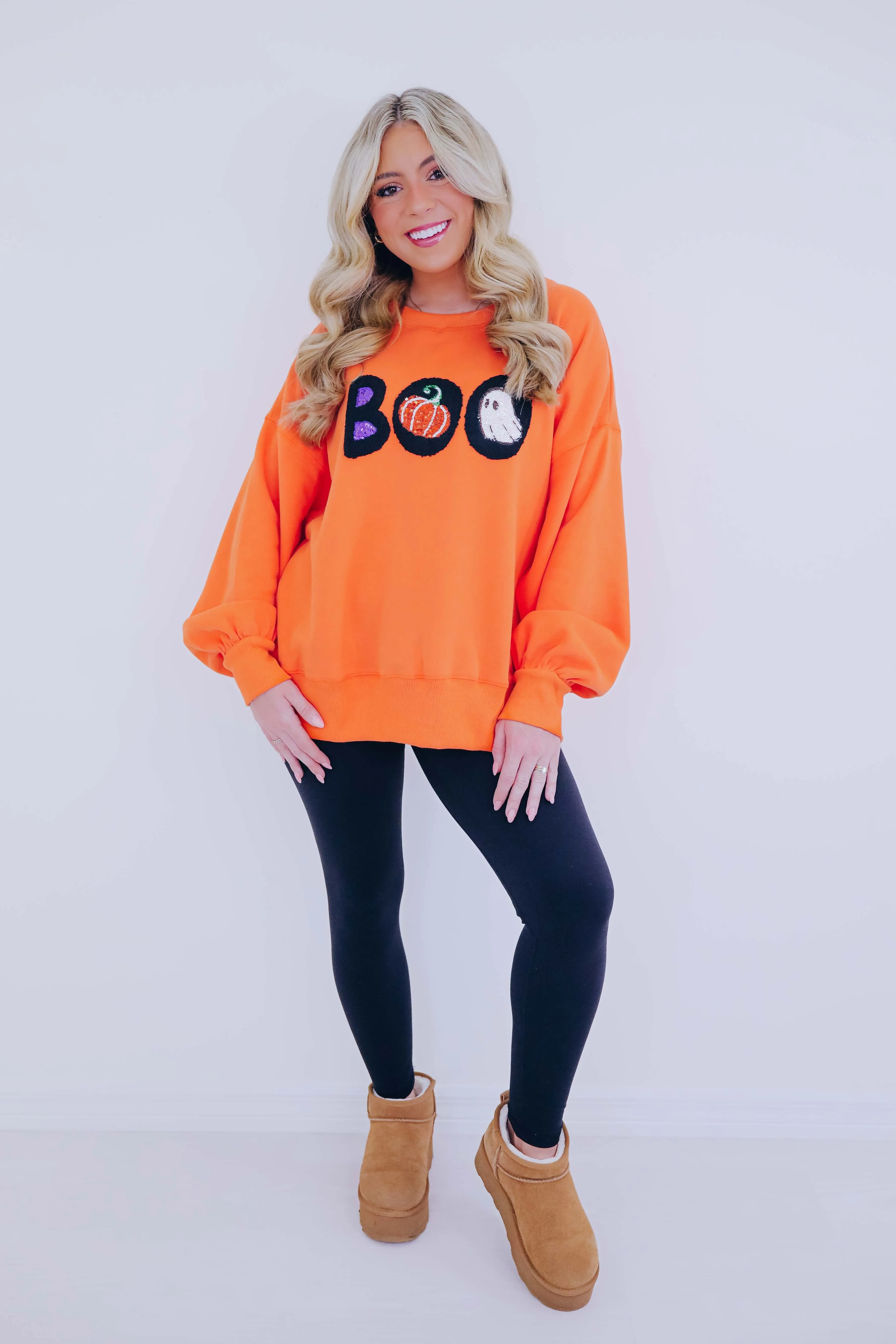 Boo Chenille Sequin Sweatshirt