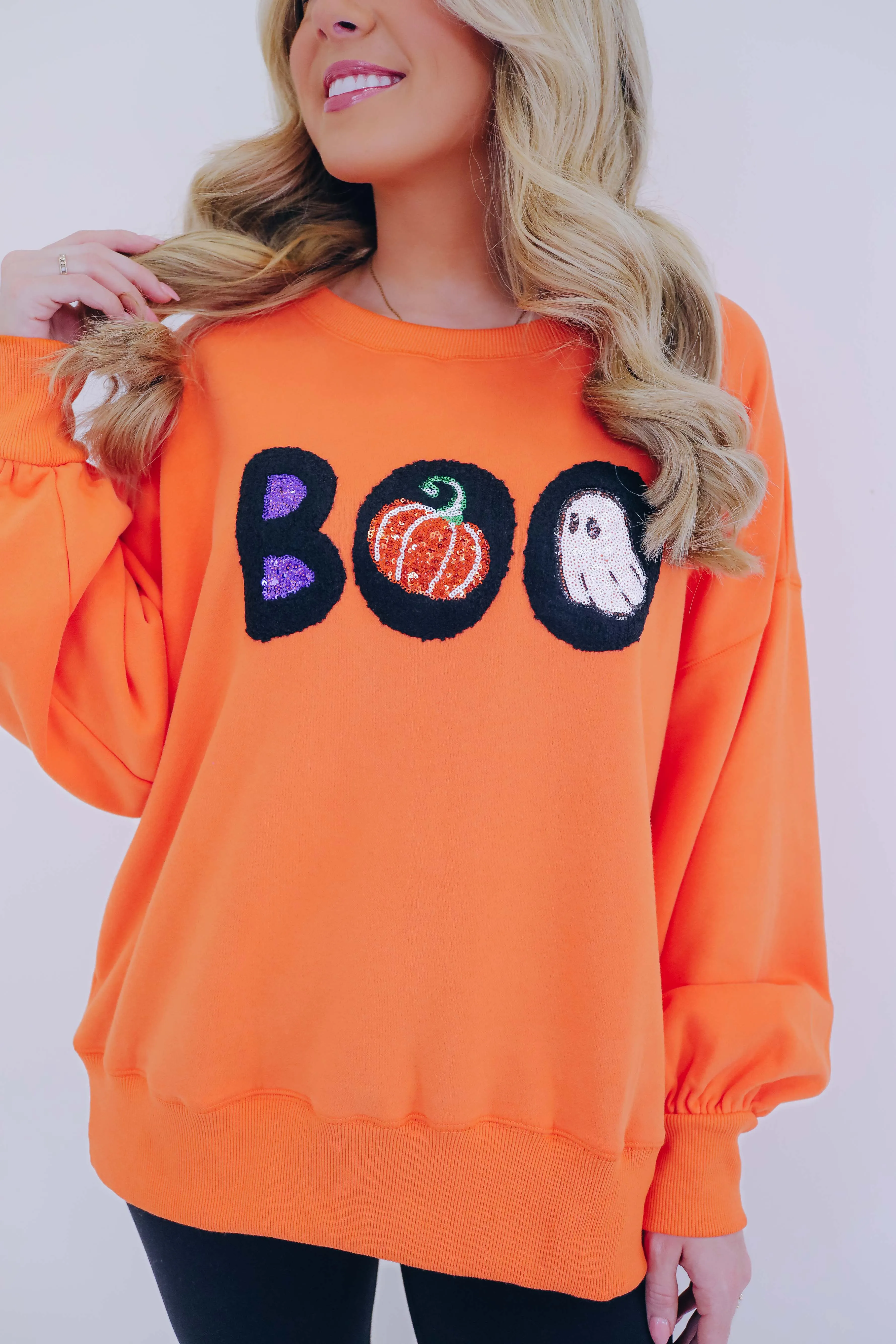 Boo Chenille Sequin Sweatshirt