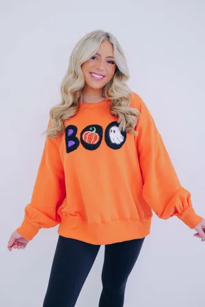 Boo Chenille Sequin Sweatshirt