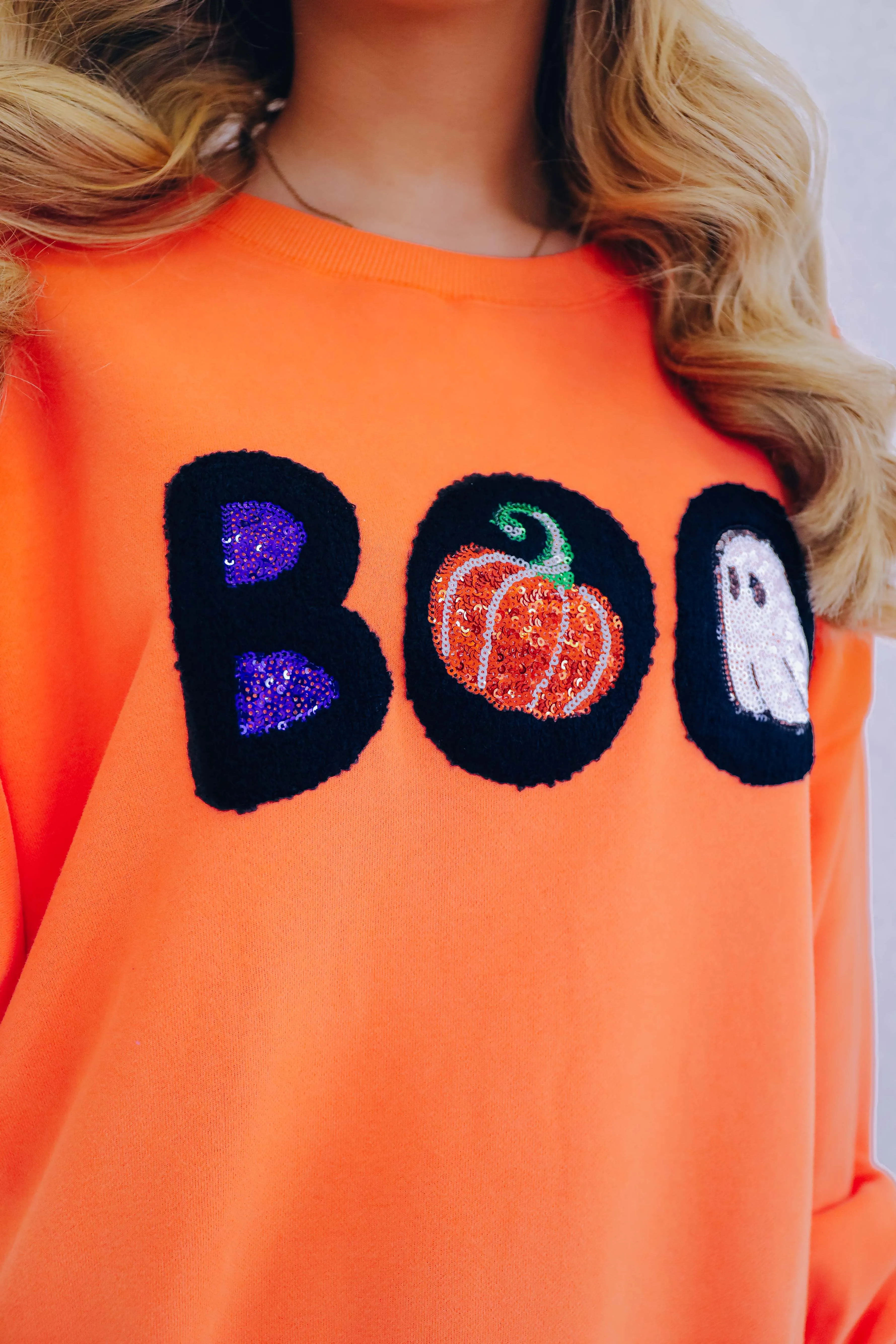 Boo Chenille Sequin Sweatshirt