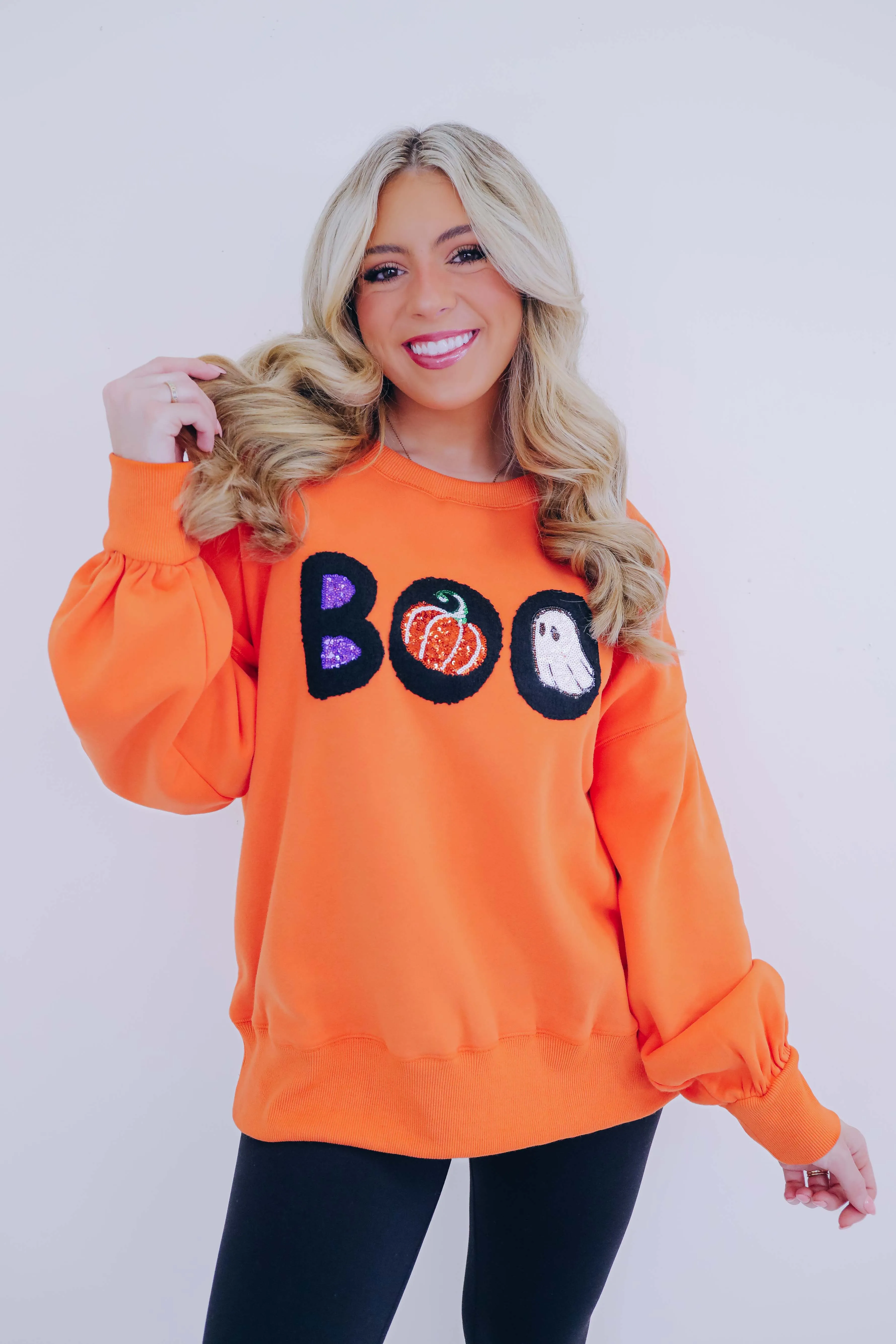 Boo Chenille Sequin Sweatshirt