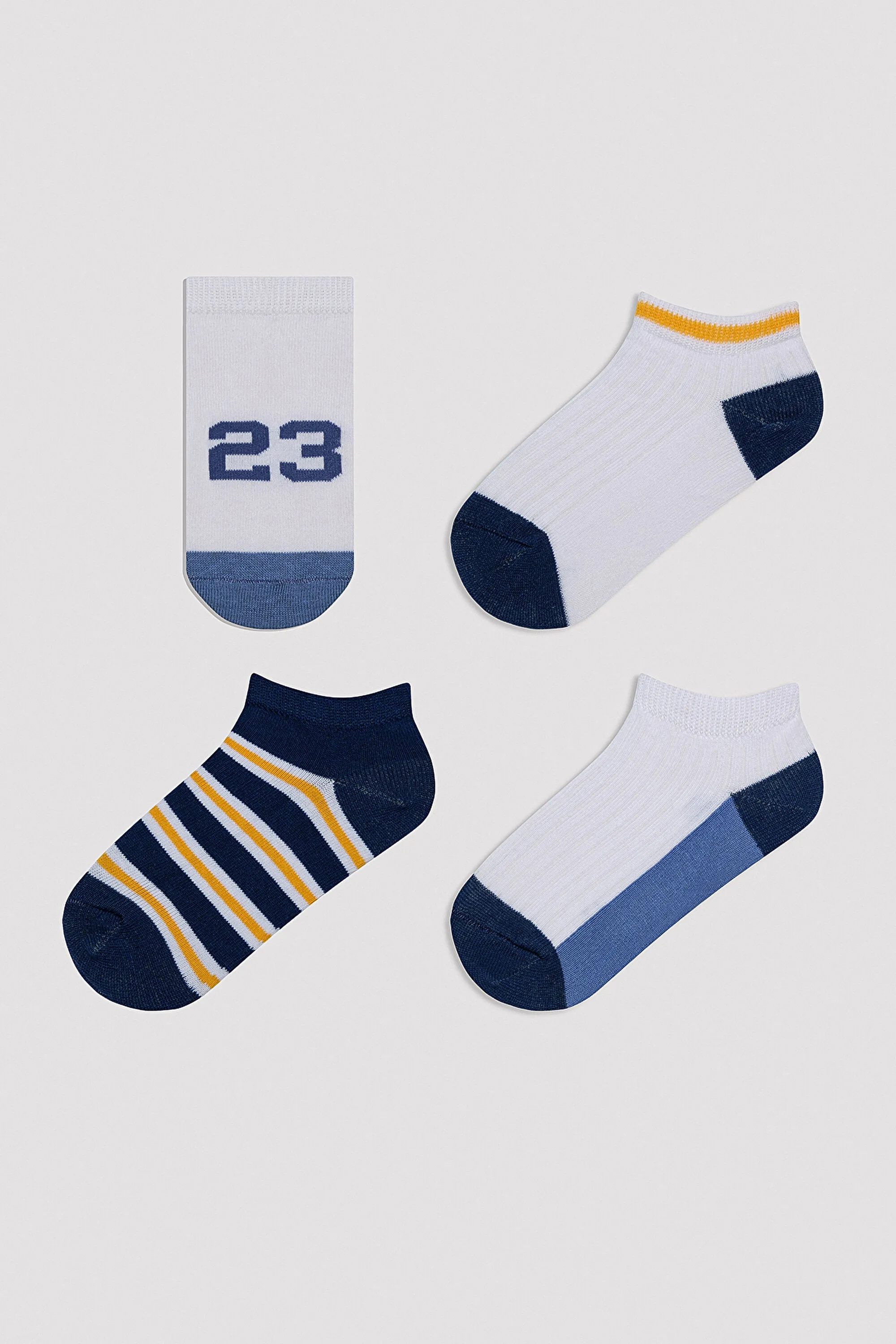 Boy's Sporty Lines Multicolored 4-Piece Booties Socks