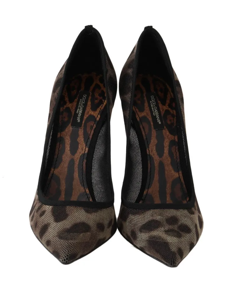 Brown Leopard Transparent Tulle Pumps