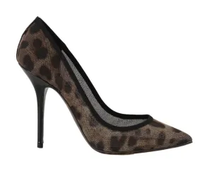 Brown Leopard Transparent Tulle Pumps