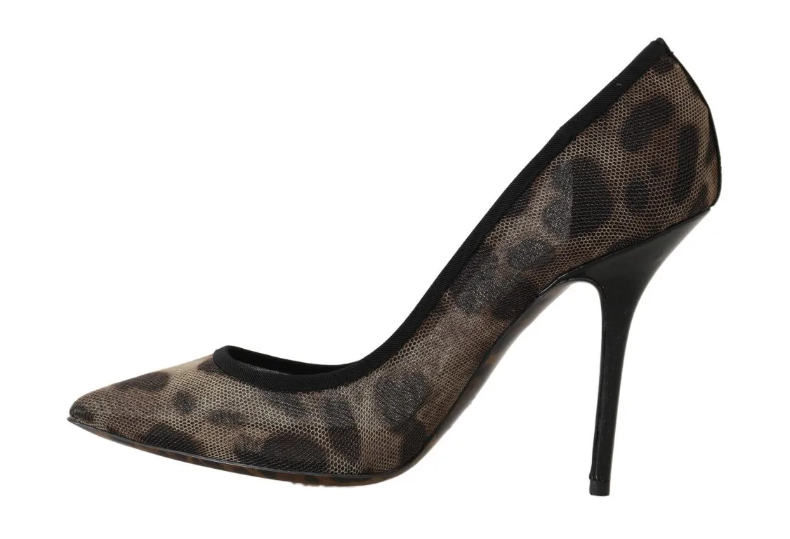 Brown Leopard Transparent Tulle Pumps
