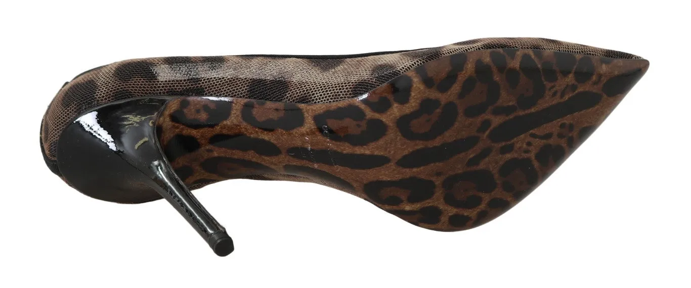 Brown Leopard Transparent Tulle Pumps