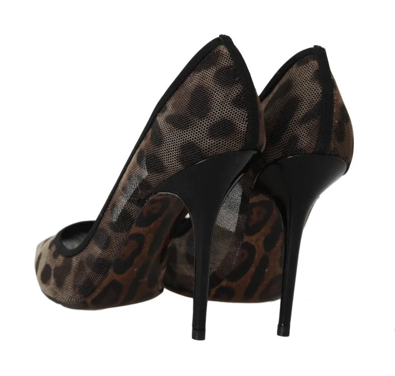 Brown Leopard Transparent Tulle Pumps