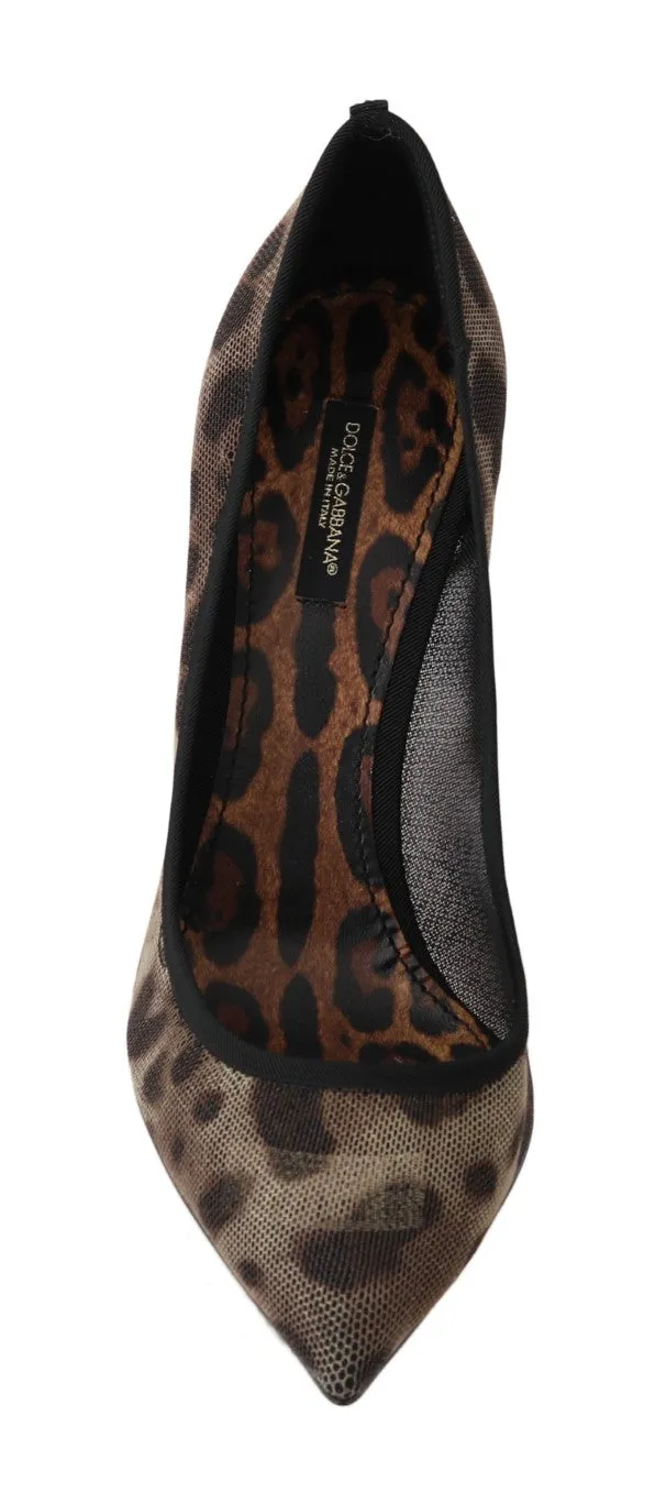 Brown Leopard Transparent Tulle Pumps