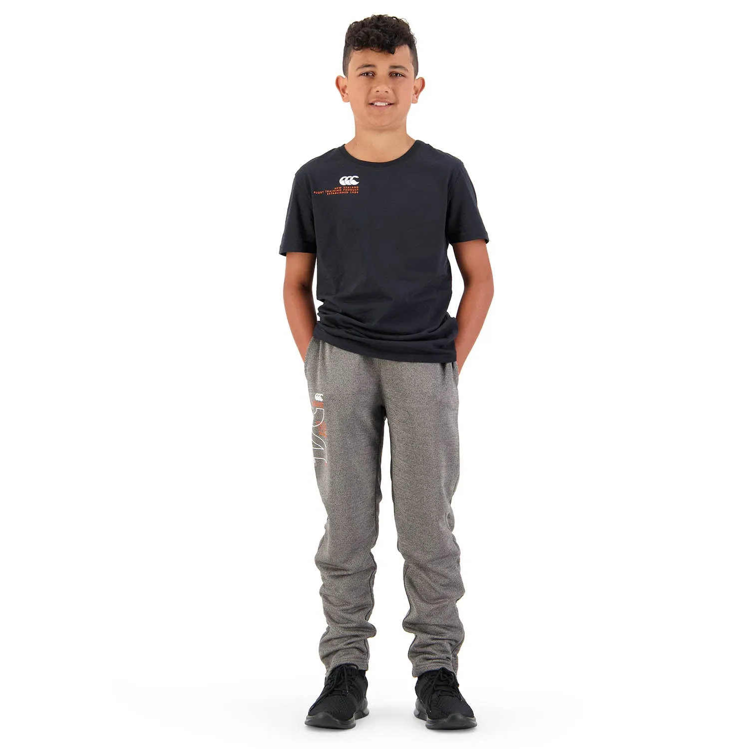 Canterbury Boys Poly Knit Pant - Black Grey Marle