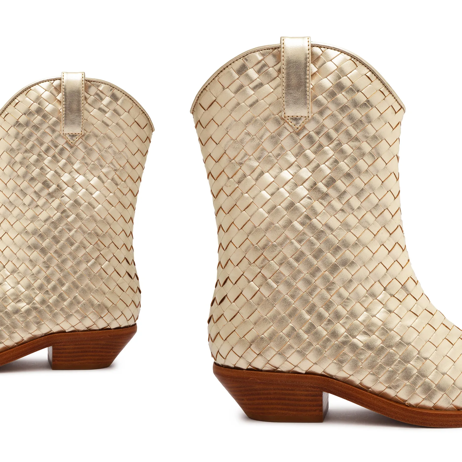 Cicera Woven Metallic Leather Bootie