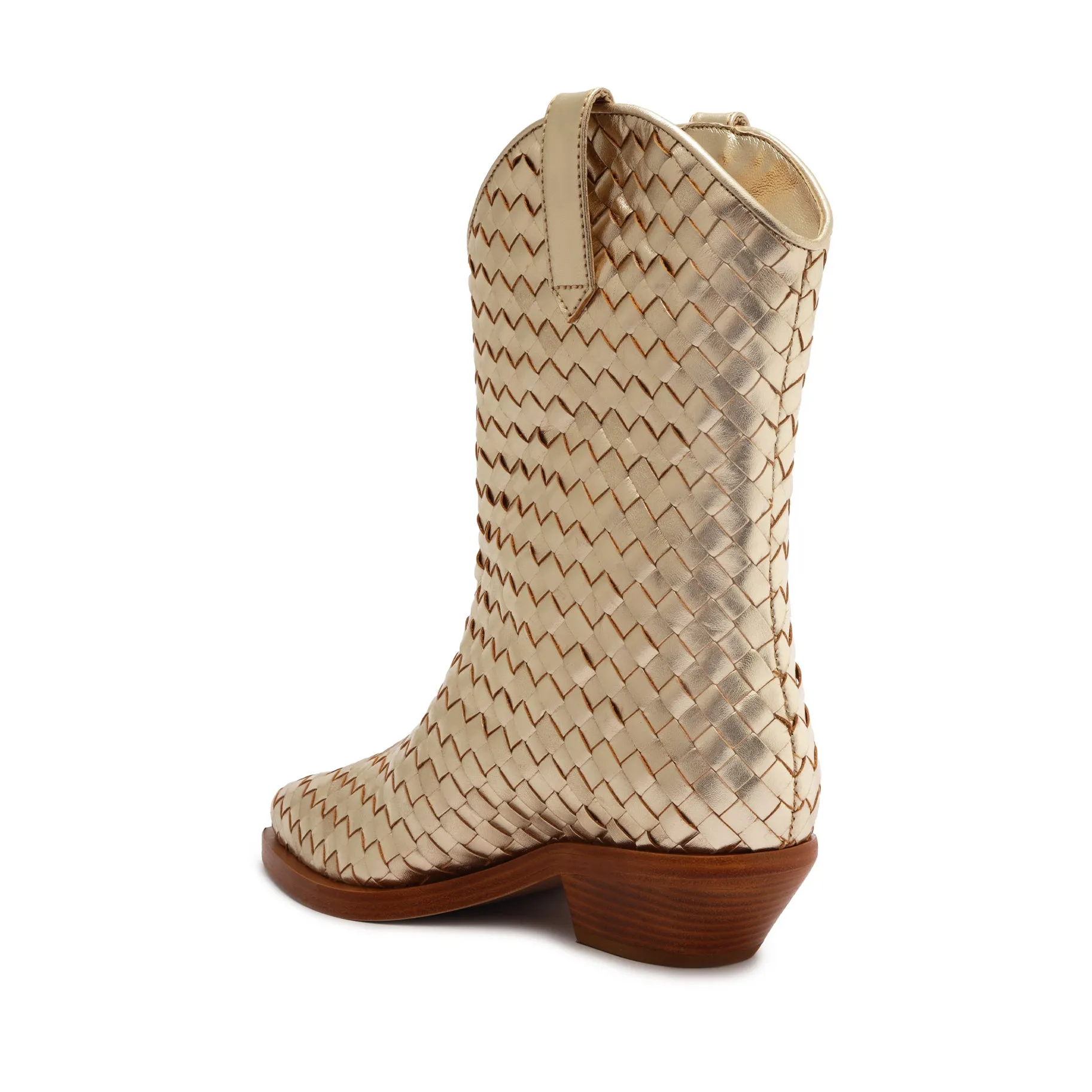 Cicera Woven Metallic Leather Bootie