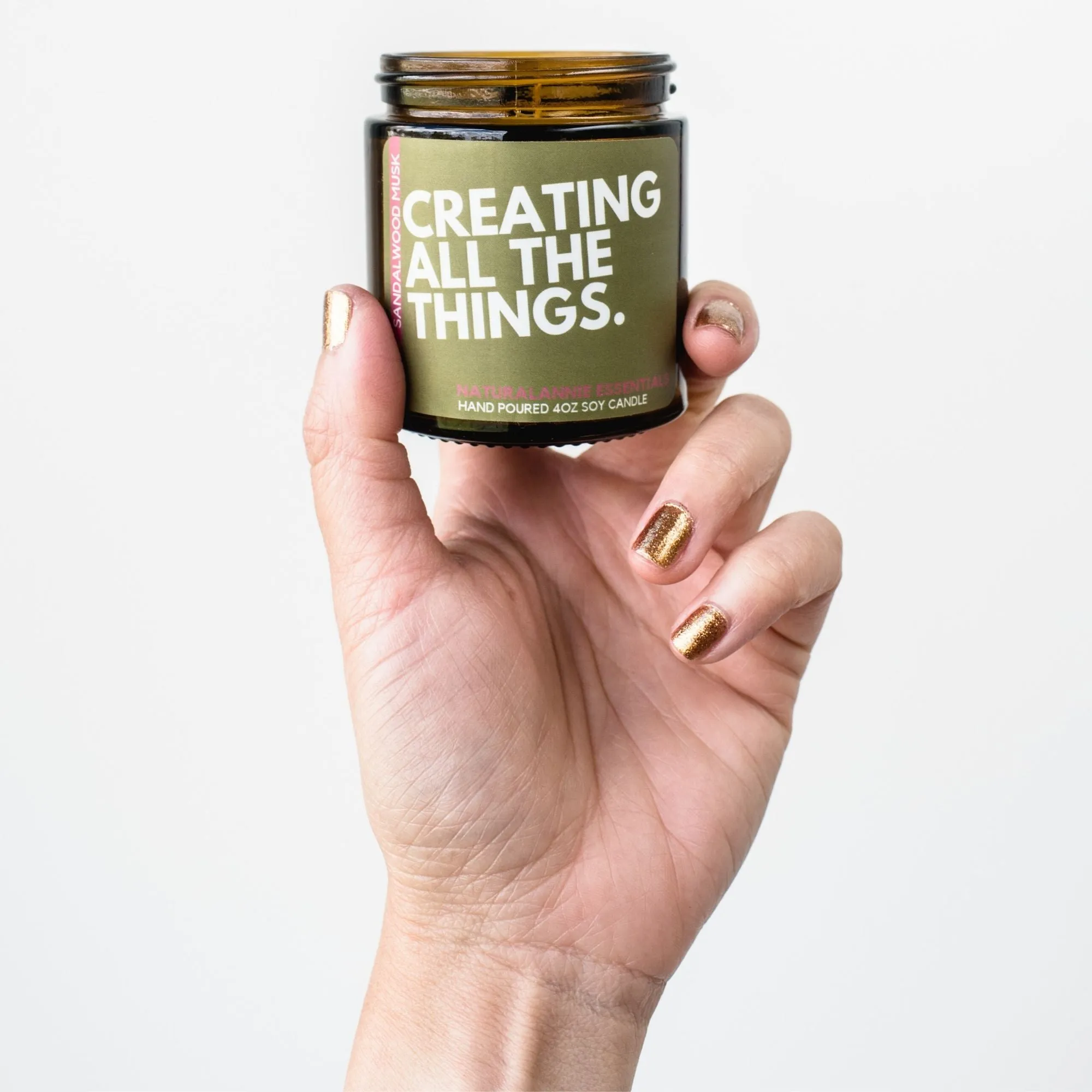 CREATING ALL THE THINGS: 4oz Sandalwood & Musk Scented Soy Candle