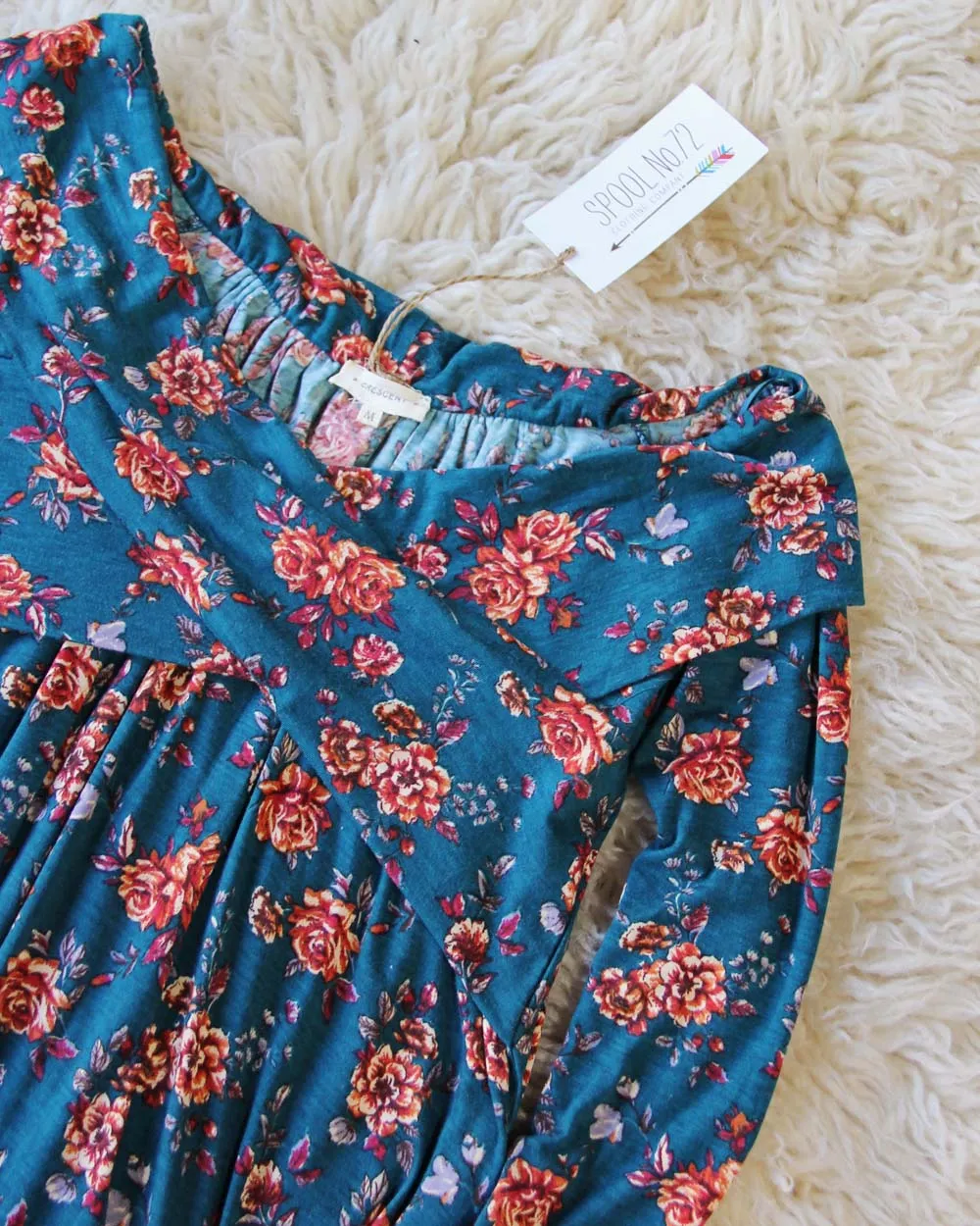 Crescent Flower Top in Teal