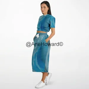 Cropped Cotton Sweatshirt - Maxi Skirt Duo The Wave